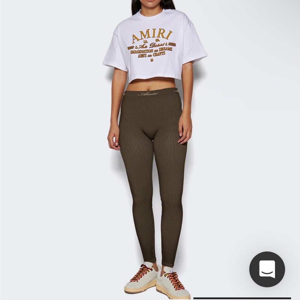 AMIRI RIBBED SEAMLESS LEGGINGS BROWN